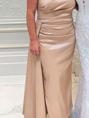 Champagne Strapless Evening Gown